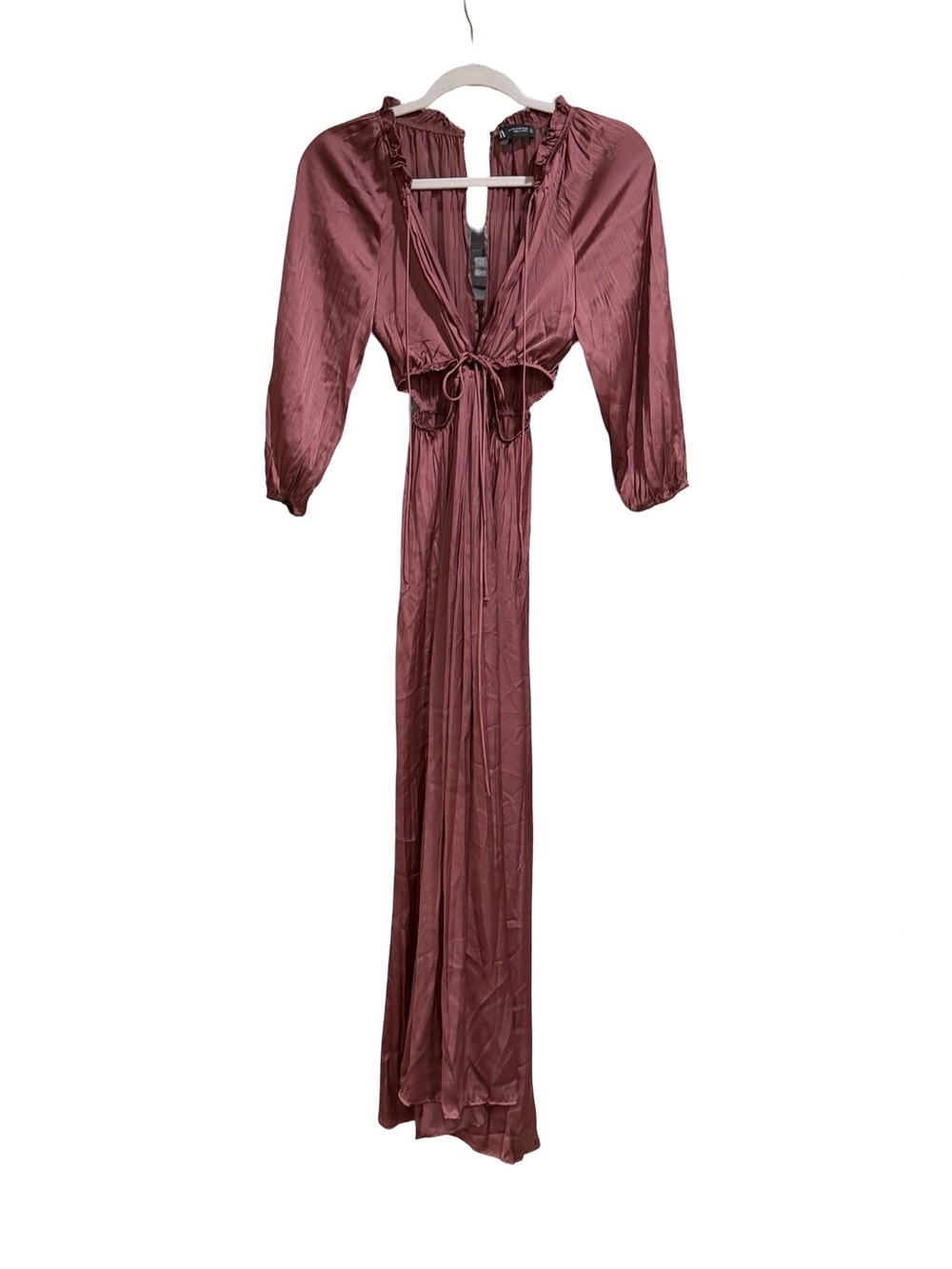✨ Zara Satin Effect Cutout Midi Dress Plum Purple Size XS Elegant Slip Dress - Picture 10 of 13